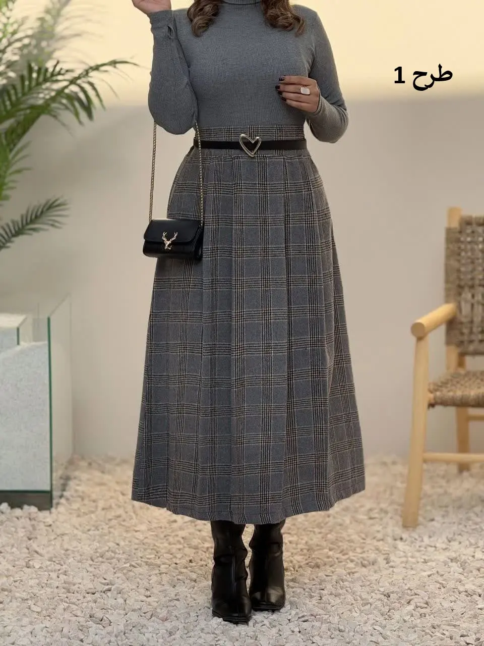 3761- دامن چهارخونه پاییزه